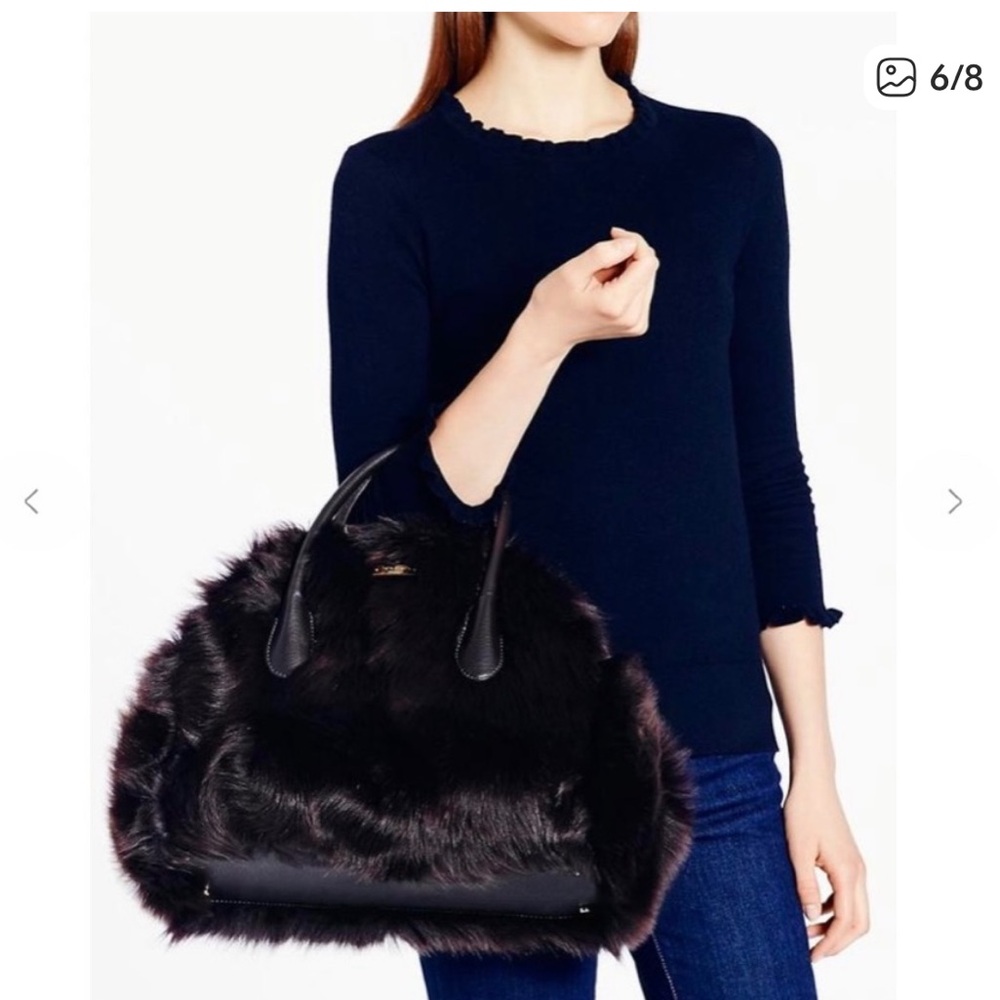 Kate Spade brown Faux Fur Shoulder Bag